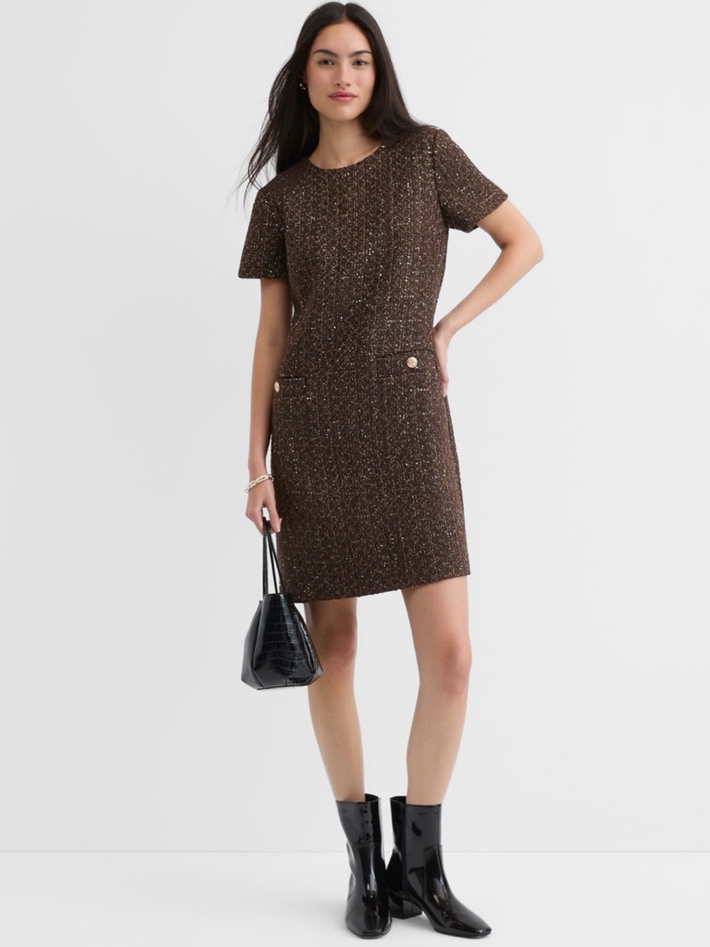LOFT Shimmer Tweed Mini Pocket Dress NWT size 2